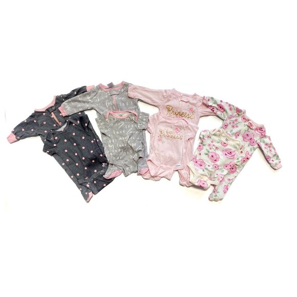 GERBER Baby Girl Sleepers & Onesies Sets - Size Newborn - 4 Sets (8 Pcs Total) - Picture 2 of 6
